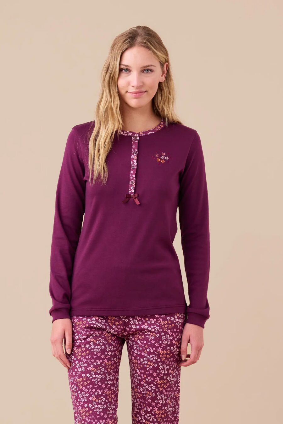 Pigiama donna caldo cotone fiori art. FA9267 – Noidinotte