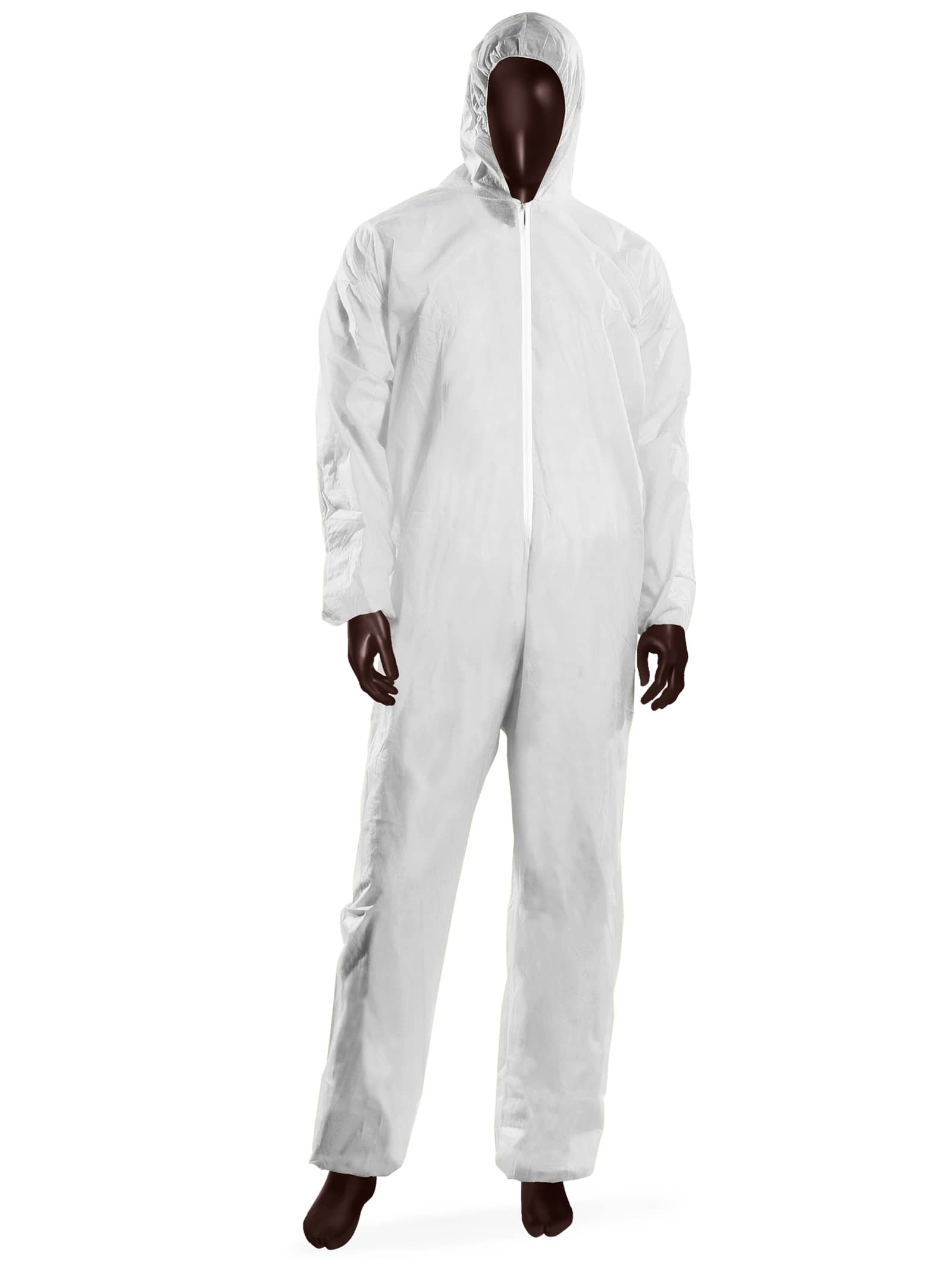 Tuta monouso in tnt peso 40 gr/m2 elastico al cappuccio, ai polsi e alle cavigli, chiusura con ZIP, Colore bianco - dpi CTG I - 14027 HOOD 40 - TG. XXXL - Ajsia