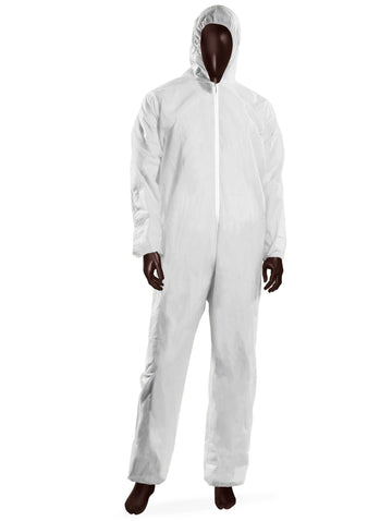 Tuta monouso in tnt peso 40 gr/m2 elastico al cappuccio, ai polsi e alle cavigli, chiusura con ZIP, Colore bianco - dpi CTG I - 14027 HOOD 40 - TG. XXXL - Ajsia