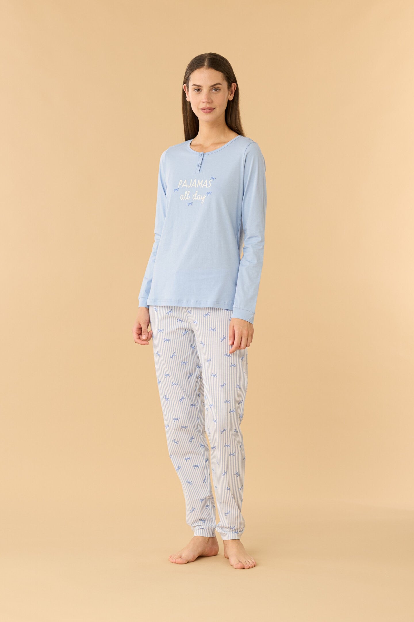 Pigiama donna lungo in cotone stripes art. FA9462 - Noidinotte