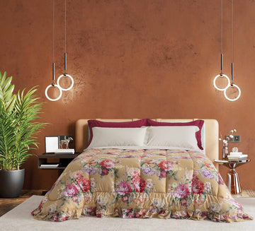 Trapunta in velluto con rouches art. Almera - Linea Oro