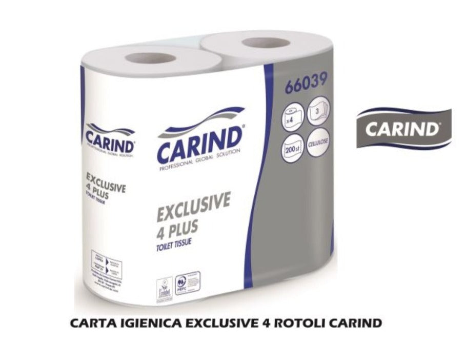 Carta igienica MAXI 3 veli pura cellulosa confezione da 4 pezzi - art. 66039 - Carind