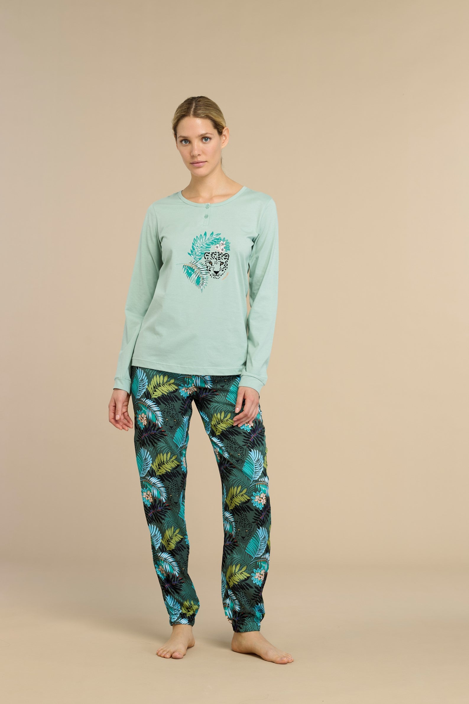 Pigiama donna lungo Tropical art. FA9025 - Noidinotte