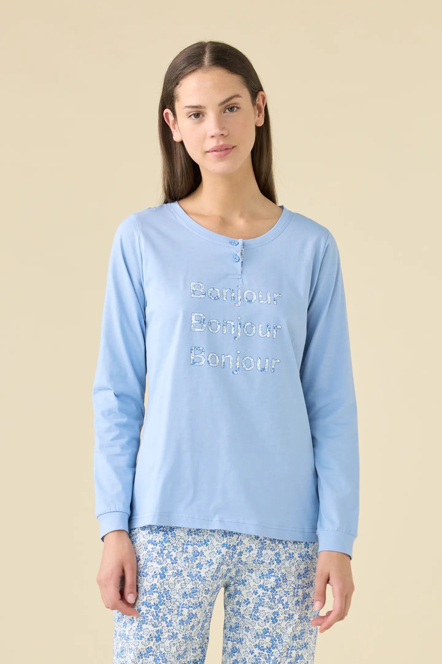 Pigiama donna lungo in cotone bloom art. FA9467 - Noidinotte