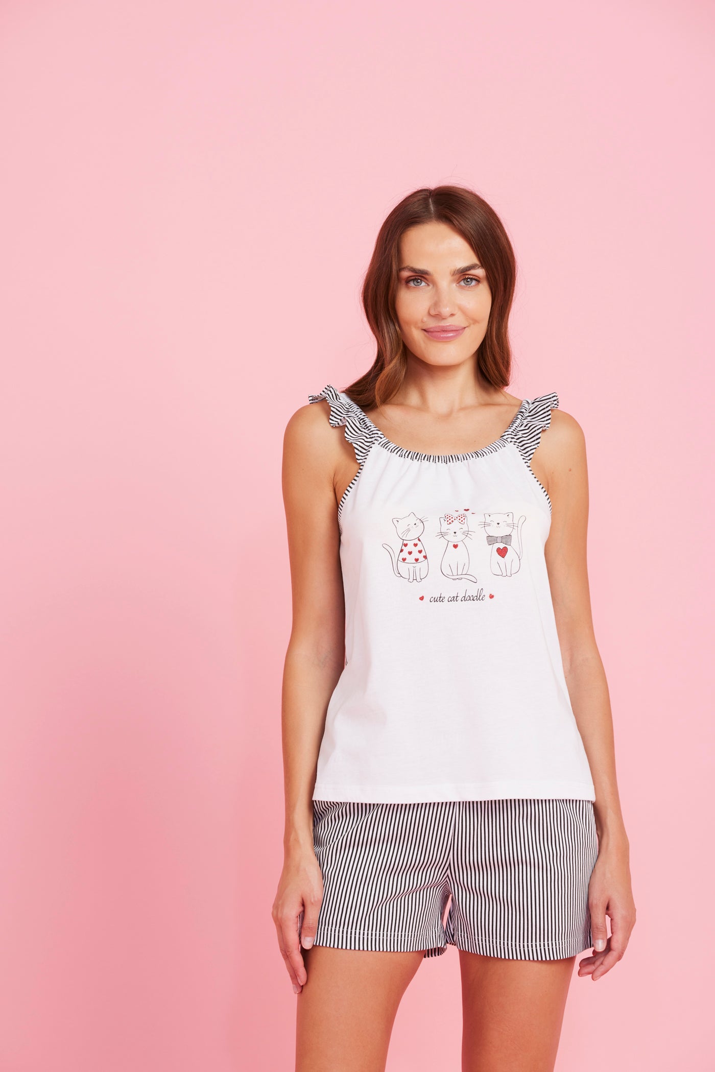 Pigiama donna corto Cute Cat art. FA8214 - Noidinotte