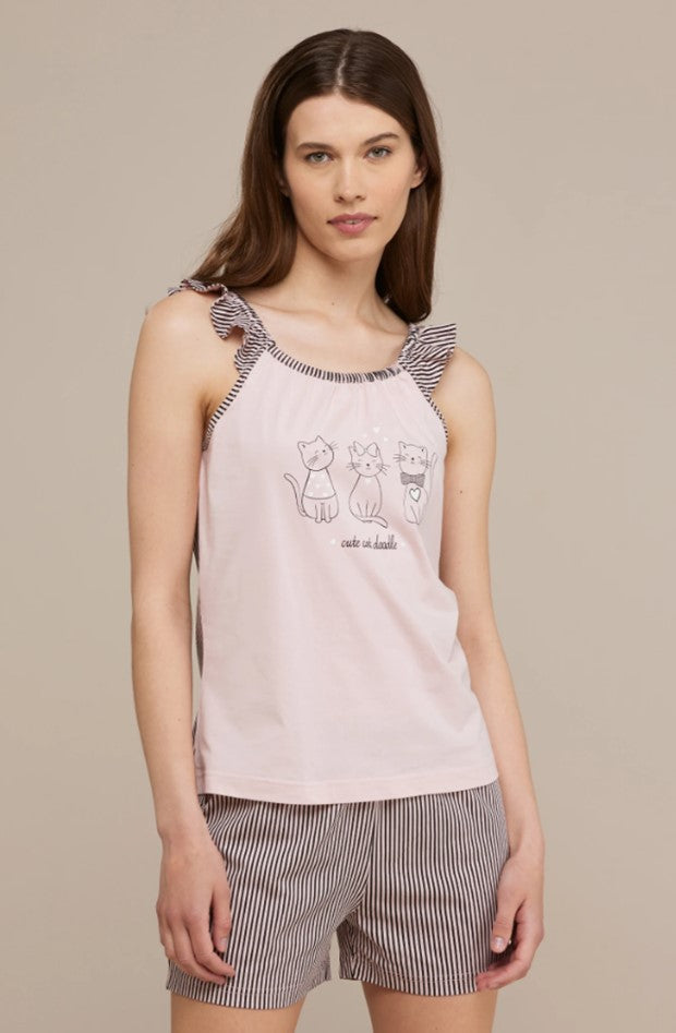 Pigiama donna corto Cute Cat art. FA8214 - Noidinotte