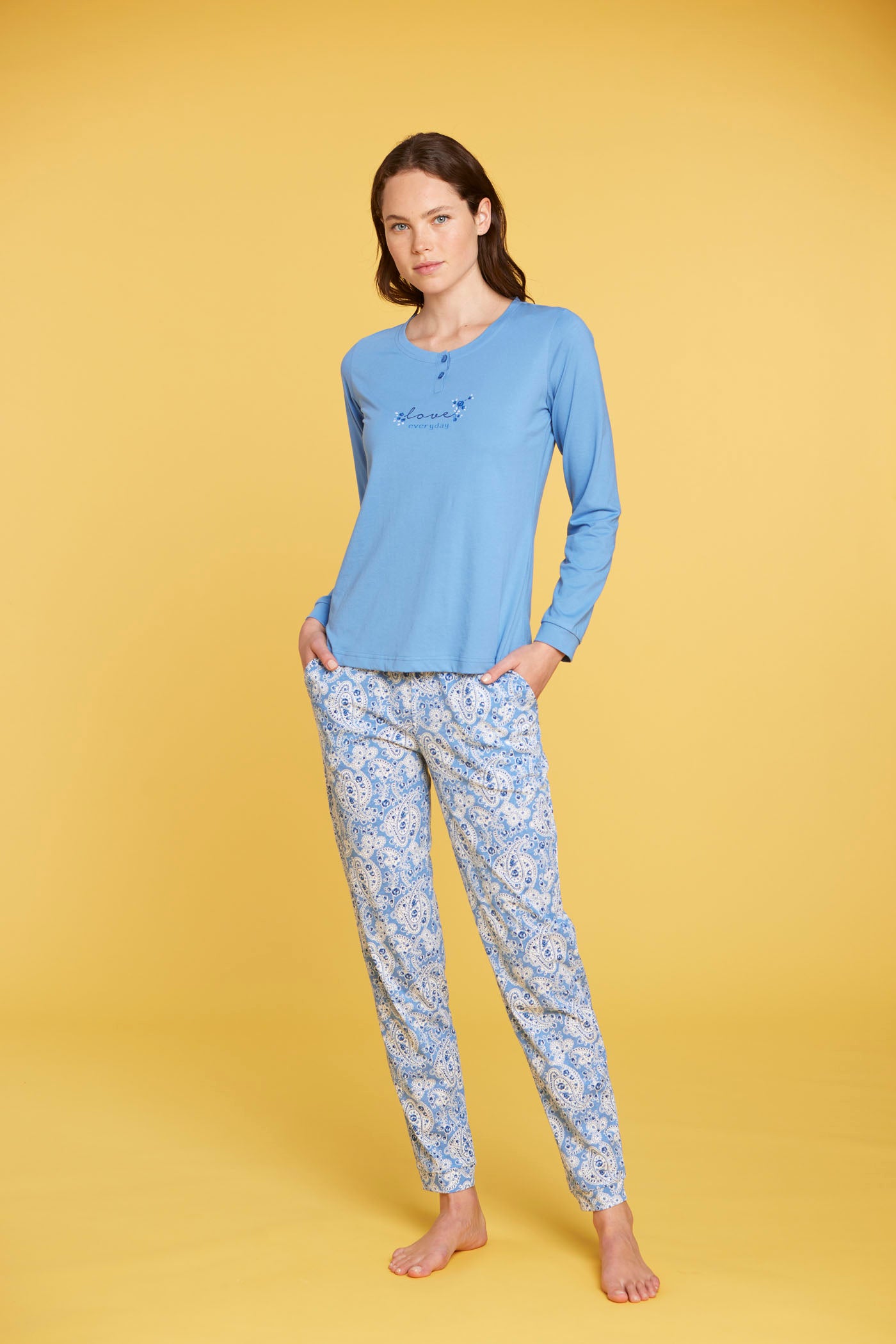 Pigiama donna lungo taglie calibrate cachemire art. FA8726 - Noidinotte