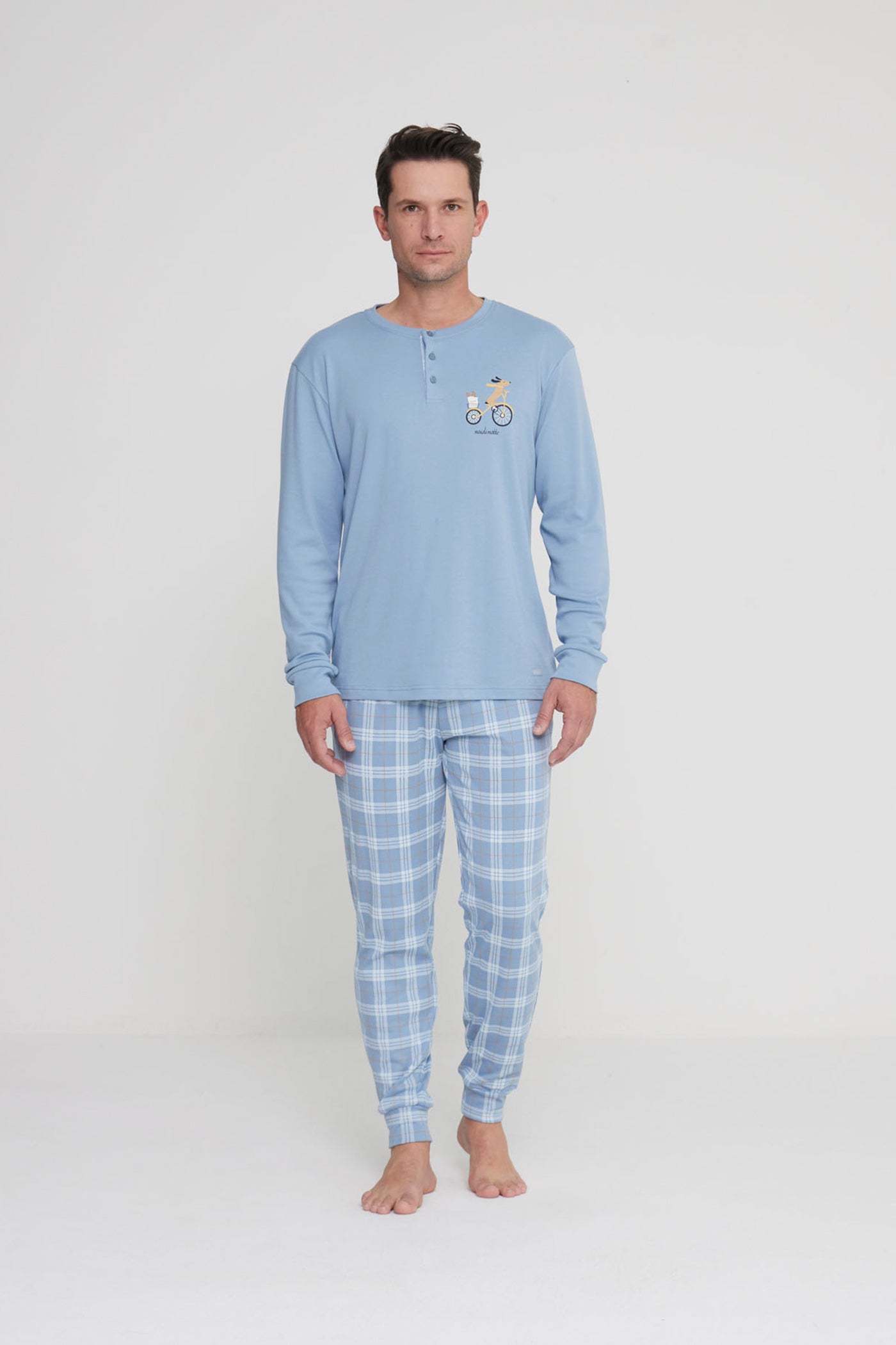 Pigiama uomo lungo yuppie celeste art. FC2913 - Noidinotte