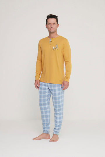 Pigiama uomo lungo yuppie senape art. FC2913 - Noidinotte