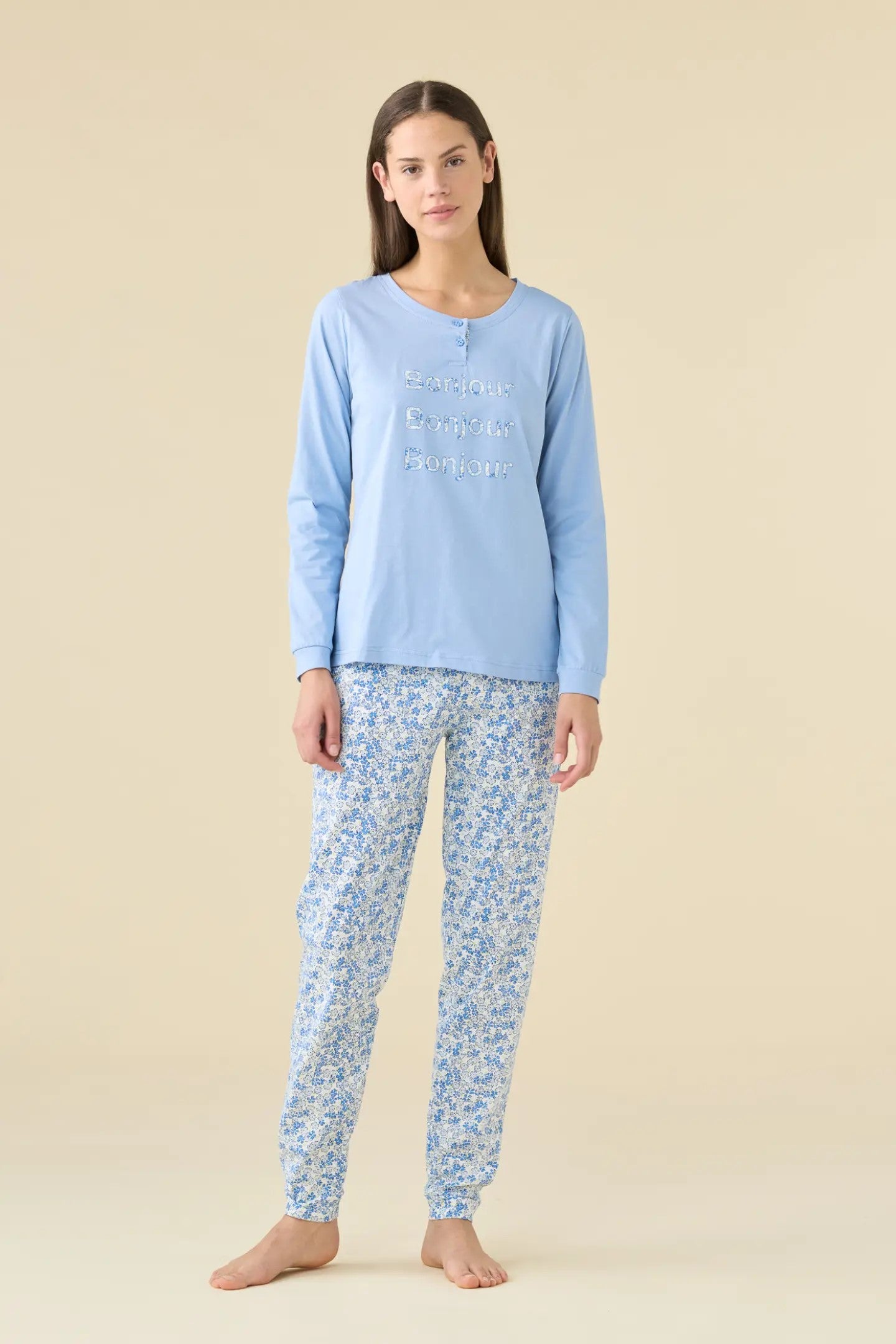 Pigiama donna lungo in cotone bloom art. FA9467 - Noidinotte