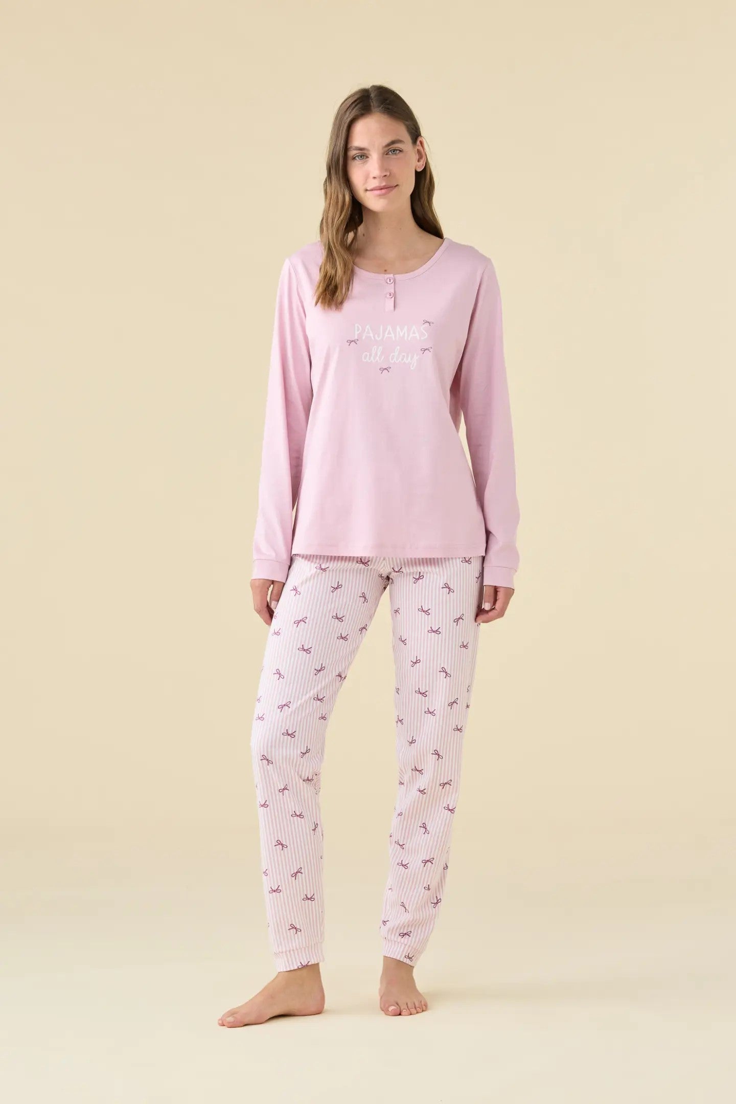 Pigiama donna lungo in cotone stripes art. FA9462 - Noidinotte