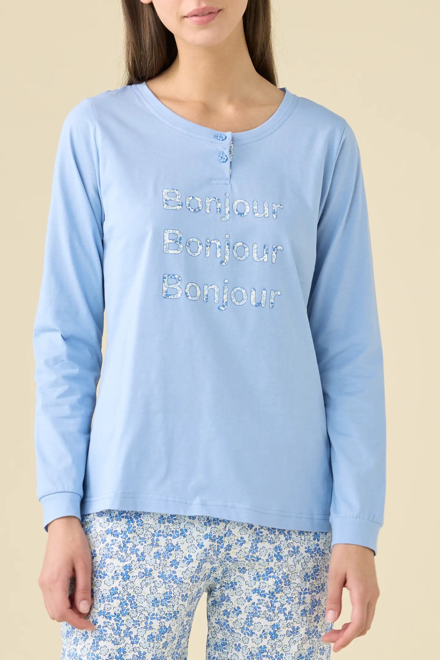 Pigiama donna lungo in cotone bloom art. FA9467 - Noidinotte