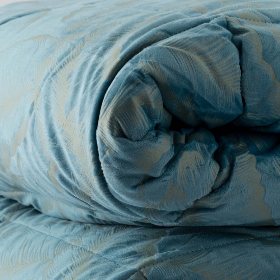 Trapunta in velluto art. Foil Jacaranda Ottanio - Linea Oro