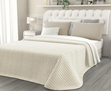 Copriletto trapuntato in velluto art. Lulu panna - Maestri Cotonieri