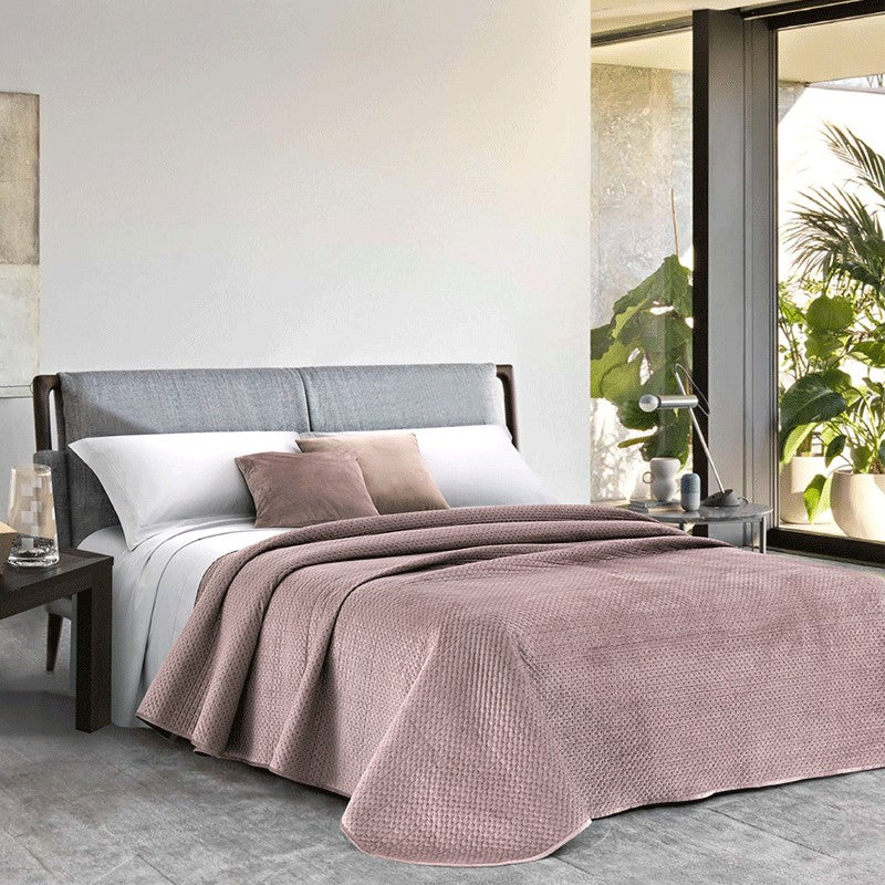 Copriletto trapuntato in velluto art. Lulu pink - Maestri Cotonieri