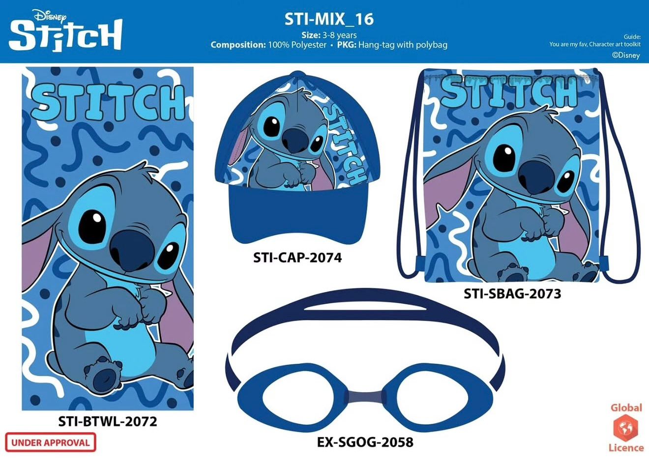 Set mare 4 pezzi art. Stitch Disney