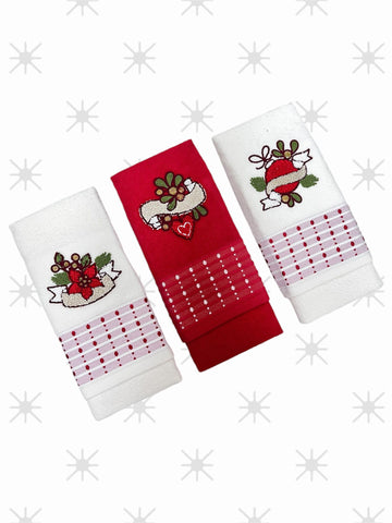 Tris di strofinacci natalizi art. Nives red heart - Vingi