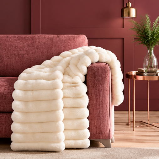 Plaid arredo in ecopelliccia art. Lapin - Linea Oro