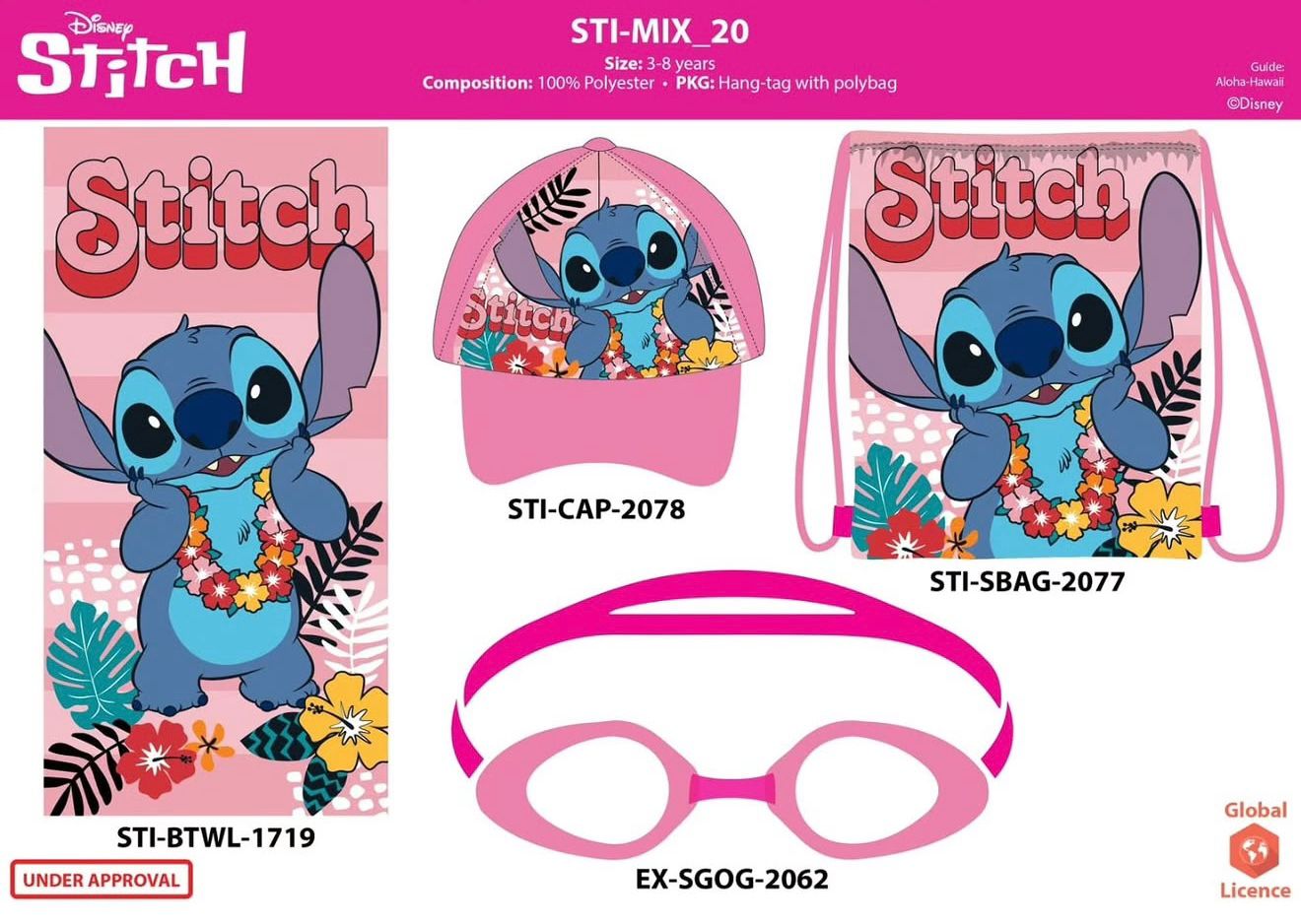 Set mare 4 pezzi art. Stitch Pink Disney