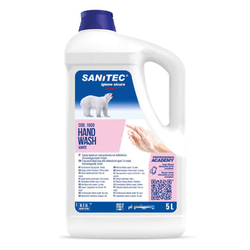 Sapone liquido mani profumato con antibatterico da 5 litri Hand Wash Karitè - dermatologicamente testato - art. 1050 - Sanitec