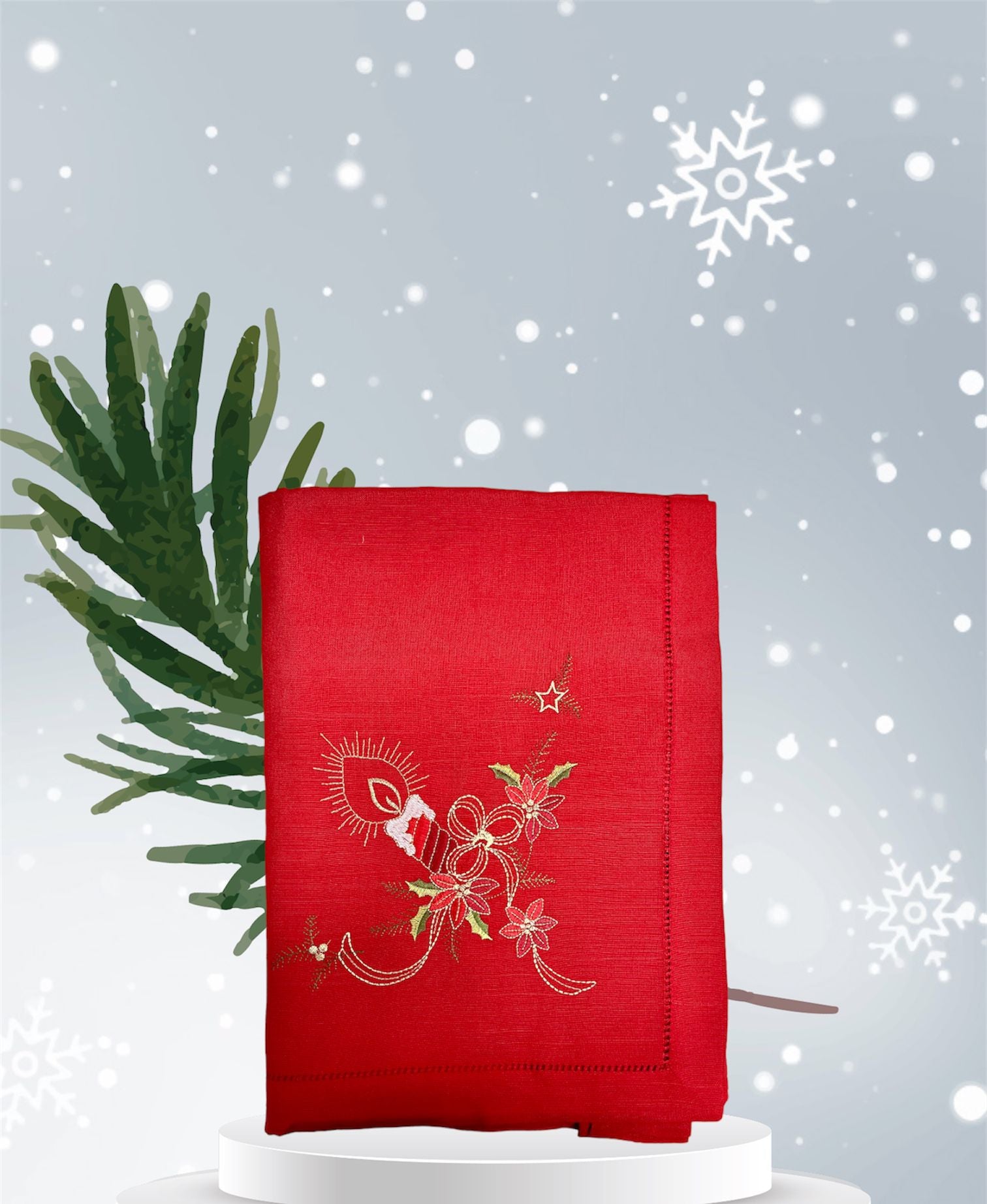 Tovaglia natalizia in lino con tovaglioli art. 1123/2