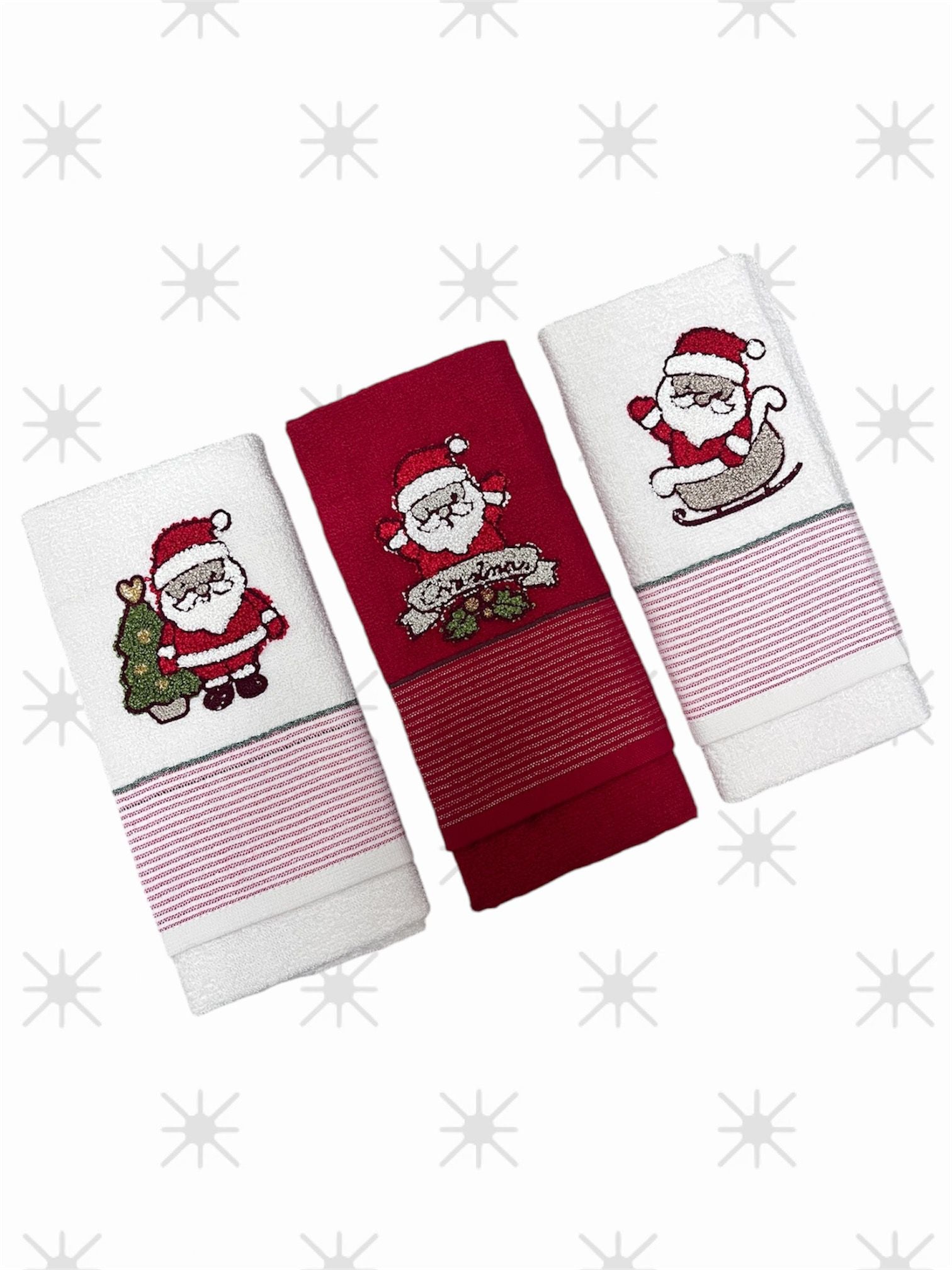 Tris di strofinacci natalizi art. Santa Claus rosso - Vingi