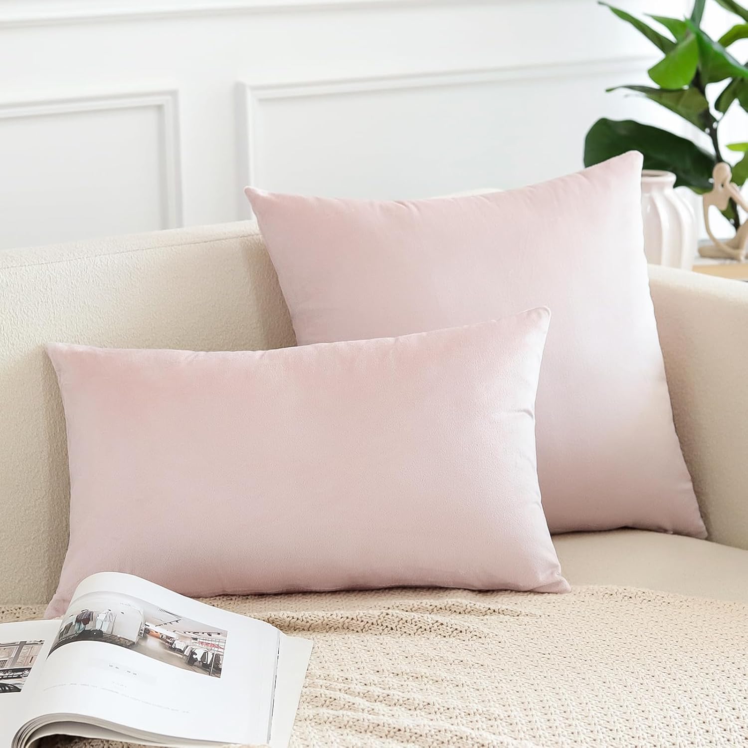 Cuscino arredo in velluto art. Velvet rosa cipria