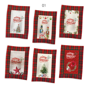 Set di 6 strofinacci con stampa digitale art. XMAS dis. 1 - Vingi