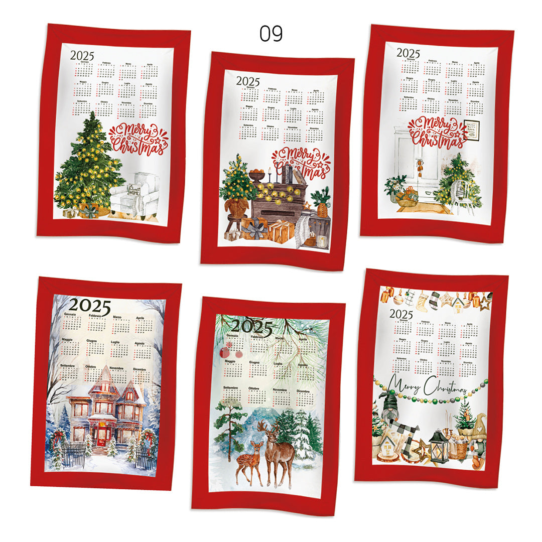 Set di 6 strofinacci con stampa digitale art. XMAS dis. 9 - Vingi