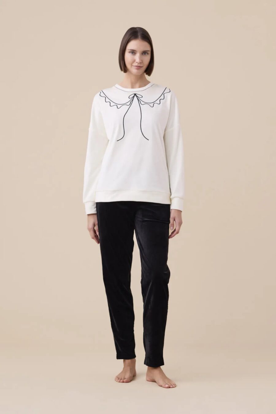 Pigiama donna ciniglia fiocco art. FA9290 - Noidinotte