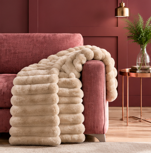Plaid arredo in ecopelliccia art. Lapin - Linea Oro