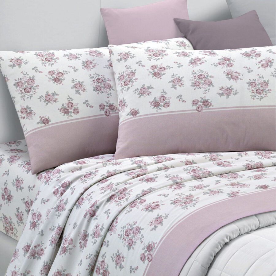 Completo Lenzuola Singolo 100% cotone – col. ROSA – art. ALTEA – LIVING -  Di Lauro Tendaggi